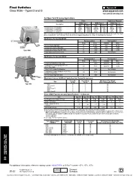 Float Switches Class 9036 – Types D and G