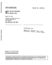 MYANMAR: REPORT No