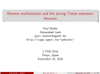 Reverse Mathematics and the Strong Tietze Extension Theorem