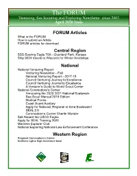 The FORUM Venturing, Sea Scouting and Exploring Newsletter Since 2003 April 2020 Issue