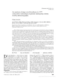 An Analysis of Deep Vein Thrombosis in 1277 Consecutive Neurosurgical Patients Undergoing Routine Weekly Ultrasonography
