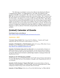 [Listed] Calendar of Events