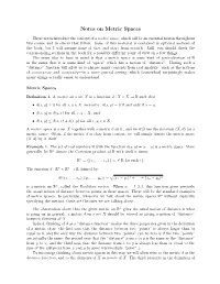 Notes on Metric Spaces