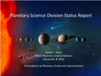 Planetary Science Division Status Report