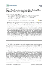 Space-Time Evolution Analysis of the Nanjing Metro Network Based on a Complex Network