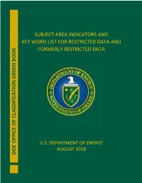 Subject Area Indicators and Key Word List for Restricted Data and Formerly Restricted Data