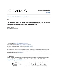 Adam Lambert's Identification and Division Strategies in His American Idol Performances