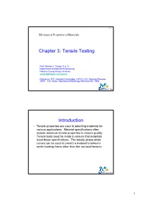 Chapter 3: Tensile Testing Introduction