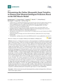 Determining the Online Measurable Input Variables in Human Joint Moment Intelligent Prediction Based on the Hill Muscle Model