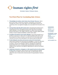 Ten-Point Plan for Combating Hate Crimes