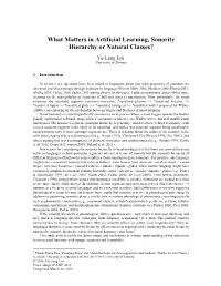 What Matters in Artificial Learning, Sonority Hierarchy Or Natural Classes?