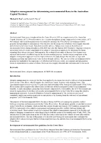 Adaptive Management for Determining Environmental Flows in the Australian Capital Territory