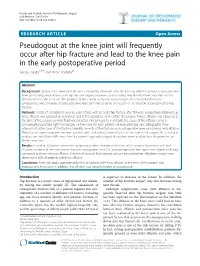 Pseudogout at the Knee Joint Will Frequently Occur After Hip Fracture