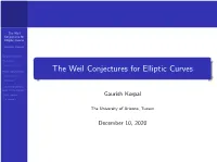The Weil Conjectures for Elliptic Curves