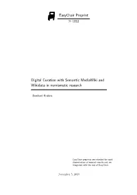 Easychair Preprint Digital Curation with Semantic Mediawiki And