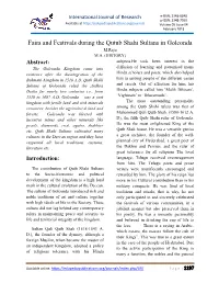 Fairs and Festivals During the Qutub Shahi Sultans in Golconda M.Raju M.A