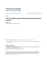 How Can Social Emotional Learning Be Improved During Distance Learning?