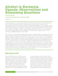 Alcohol in Karamoja, Uganda: Observations and Remaining Questions