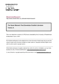 Westminsterresearch the Queer Moment: Post-Devolution Scottish