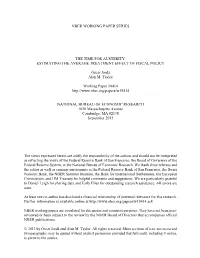 Nber Working Paper Series the Time for Austerity