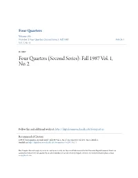 Four Quarters (Second Series): Fall 1987 Vol. 1, No. 2