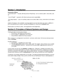 Introduction Section 2: Principles of Natural Systems and Design