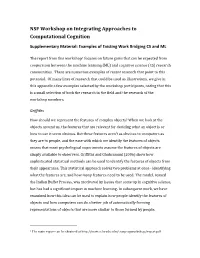 NSF Workshop on Integrating Approaches to Computational Cognition