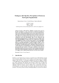 Testing in a Devops Era: Perceptions of Testers in Norwegian Organisations
