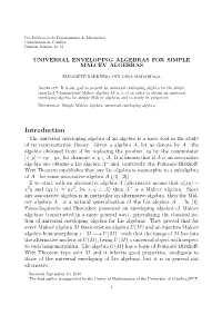 Universal Enveloping Algebras for Simple Malcev Algebras