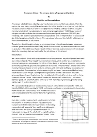 Ammonium Nitrate – an Overview for Its Safe Storage and Handling