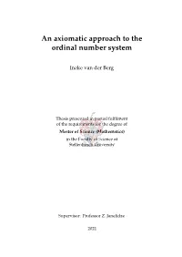 An Axiomatic Approach to the Ordinal Number System