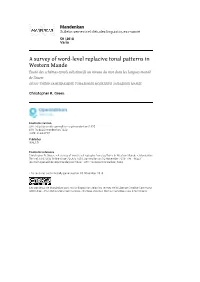 Mandenkan, 59 | 2018 a Survey of Word‑Level Replacive Tonal Patterns in Western Mande 2