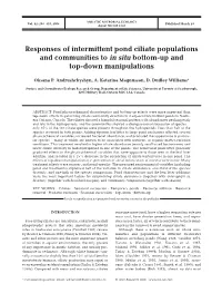Responses of Intermittent Pond Ciliate Populations and Communities to in Situ Bottom-Up and Top-Down Manipulations