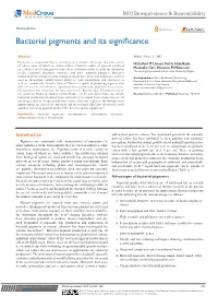 Bacterial Pigments and Its Significance
