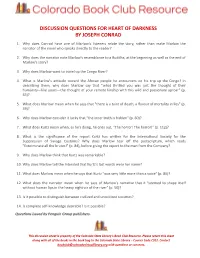 Discussion Questions for Heart of Darkness by Joseph Conrad