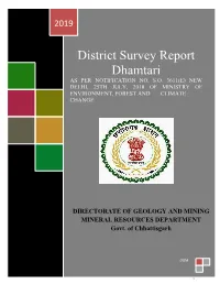 District Survey Report Dhamtari AS PER NOTIFICATION NO