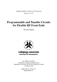 Programmable and Tunable Circuits for Flexible RF Front Ends
