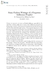 Some Forlorn Writings of a Forgotten Ashkenazi Prophet NOTE R