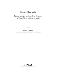 Stable Radicals Fundamentals and Applied Aspects of Odd-Electron Compounds