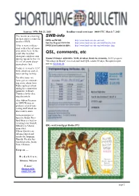 SWB-Info QSL, Comments, Etc