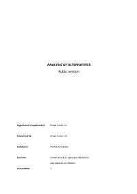 ANALYSIS of ALTERNATIVES Public Version