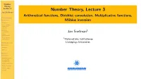 Number Theory, Lecture 3