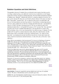Radiation Quantities and Units Definitions