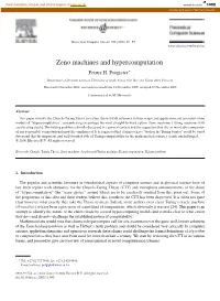 Zeno Machines and Hypercomputation Petrus H