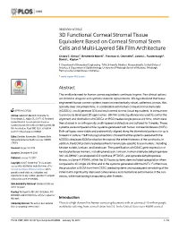 3D Functional Corneal Stromal Tissue Equivalent Based on Corneal Stromal Stem Cells and Multi-Layered Silk Film Architecture