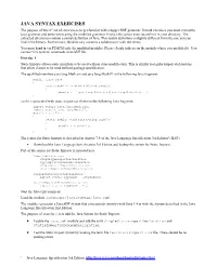 JAVA SYNTAX EXERCISES the Purpose of This 2Nd Set of Exercises Is to Get Familiar with a Bigger SDF Grammar