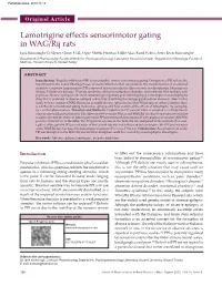 Lamotrigine Effects Sensorimotor Gating in WAG/Rij Rats