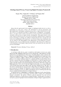 Ontology-Based Privacy Preserving Digital Forensics Framework