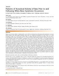 Patterns of Acoustical Activity of Bats Prior to and Following White-Nose Syndrome Occurrence W