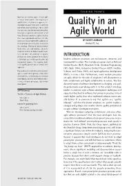 Quality in an Agile World Software